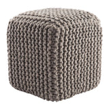 Jaipur Living Scandinavia Pouf Nata Textured Gray 16" x 16" x 18" Accent Furniture