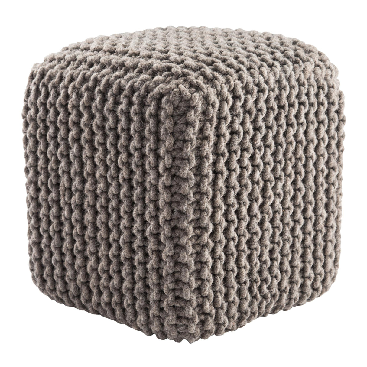 Jaipur Living Nata Textured Gray Cuboid Pouf