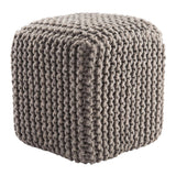 Jaipur Living Nata Textured Gray Cuboid Pouf
