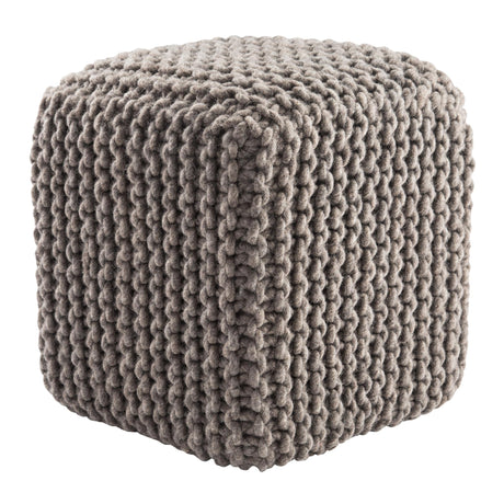 Jaipur Living Nata Textured Gray Cuboid Pouf