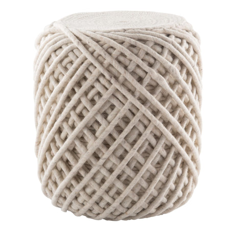 Jaipur Living Scandinavia Pouf Guna Textured White / Light Gray 16" x 16" x 18" Accent Furniture