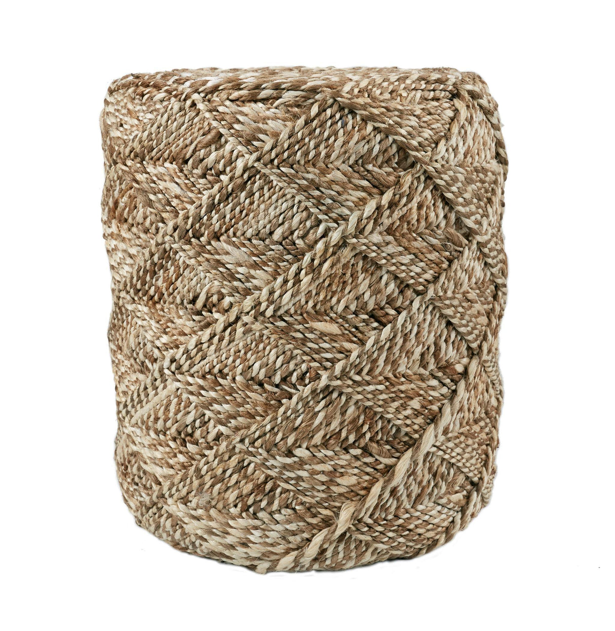 Jaipur Living Scandinavia Pouf Ystad Textured Beige / White 16" x 16" x 18" Accent Furniture