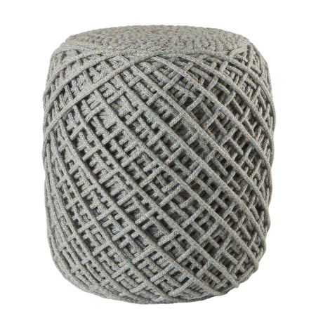 Jaipur Living Lykke Indoor/ Outdoor Solid Gray/ Blue Cylinder Pouf