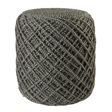 Jaipur Living Lykke Indoor/ Outdoor Solid Gray/ Black Cylinder Pouf