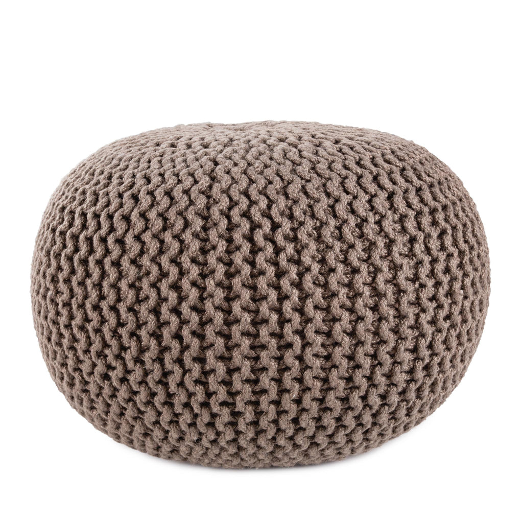 Vibe By Jaipur Living Asilah Indoor/ Outdoor Solid Dark Taupe Round Pouf