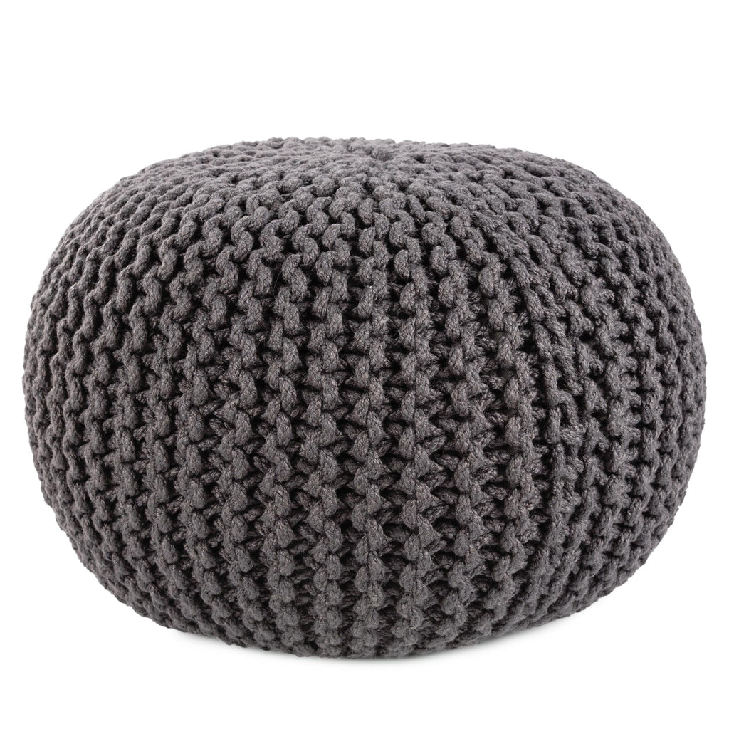 Vibe By Jaipur Living Asilah Indoor/ Outdoor Solid Dark Gray Round Pouf