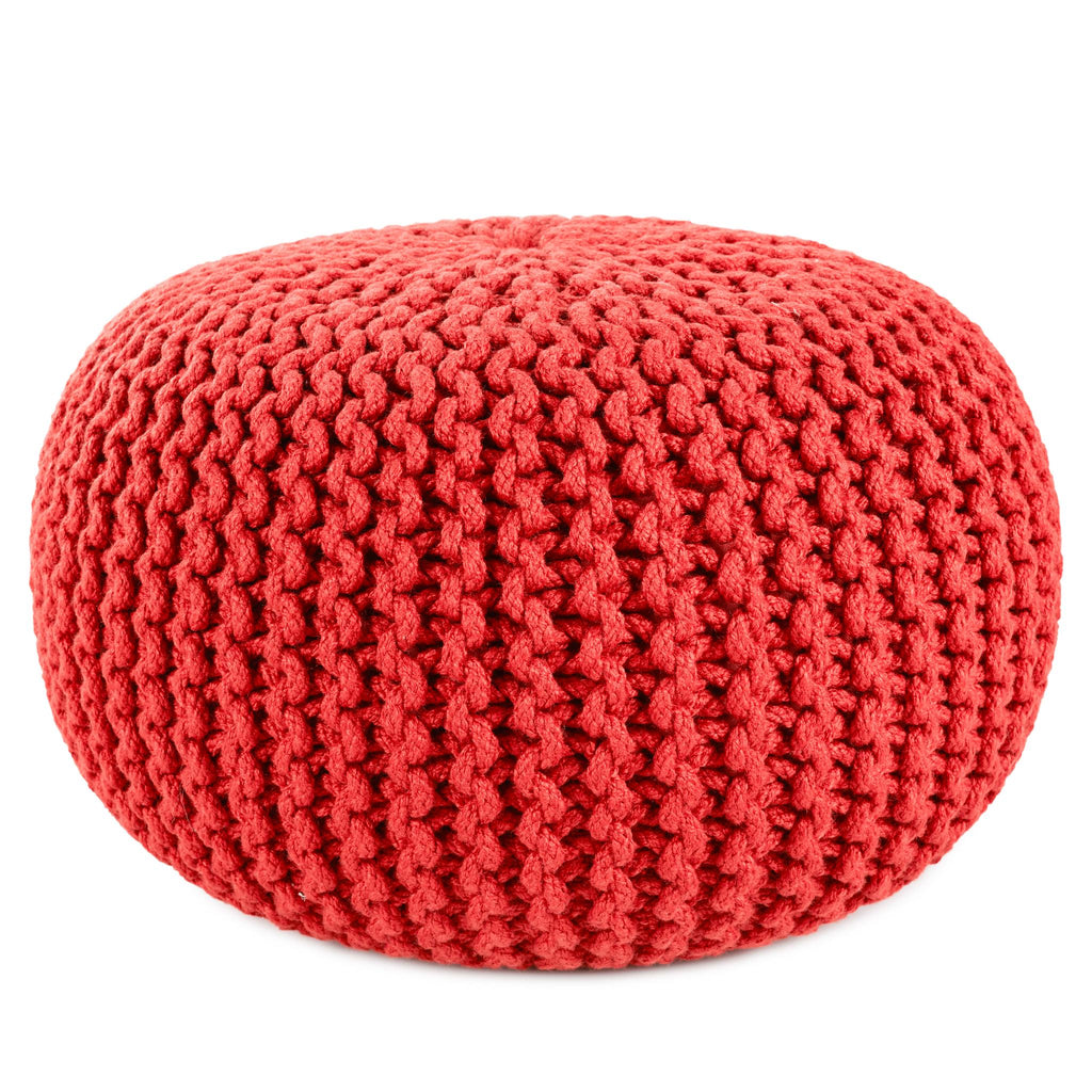 Vibe By Jaipur Living Asilah Indoor/ Outdoor Solid Red Round Pouf