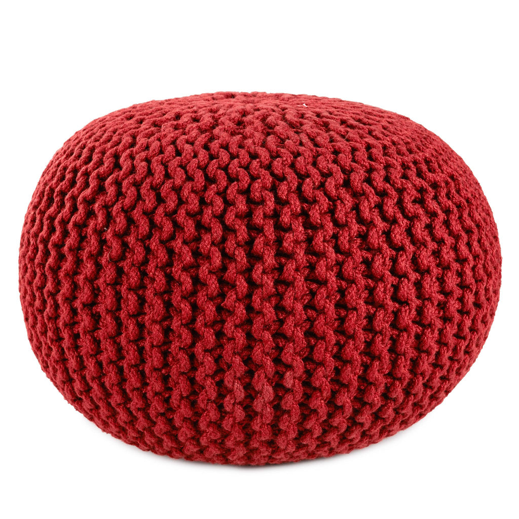 Vibe By Jaipur Living Asilah Indoor/ Outdoor Solid Dark Red Round Pouf
