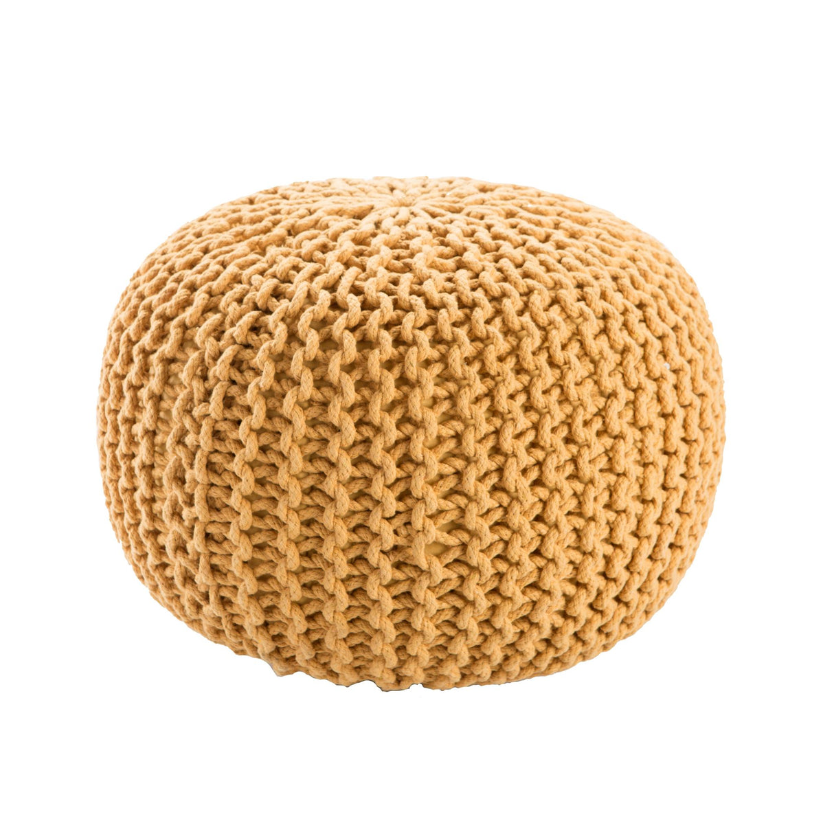 Jaipur Living Spectrum Pouf Textured Yellow Round Pouf