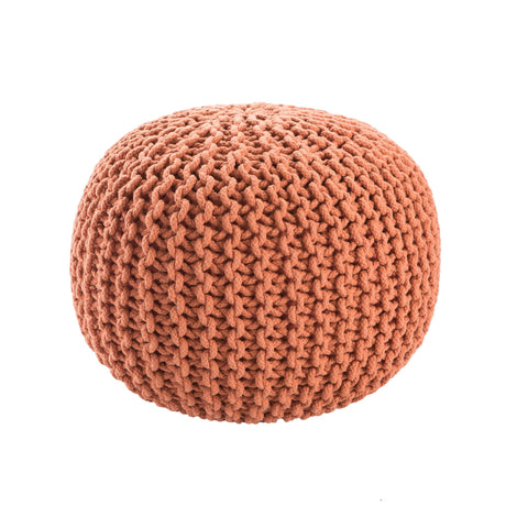 Jaipur Living Spectrum Pouf Textured Orange Round Pouf
