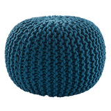 Jaipur Living Spectrum Pouf Textured Blue Round Pouf