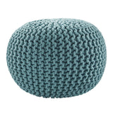 Jaipur Living Spectrum Pouf Textured Aqua Round Pouf