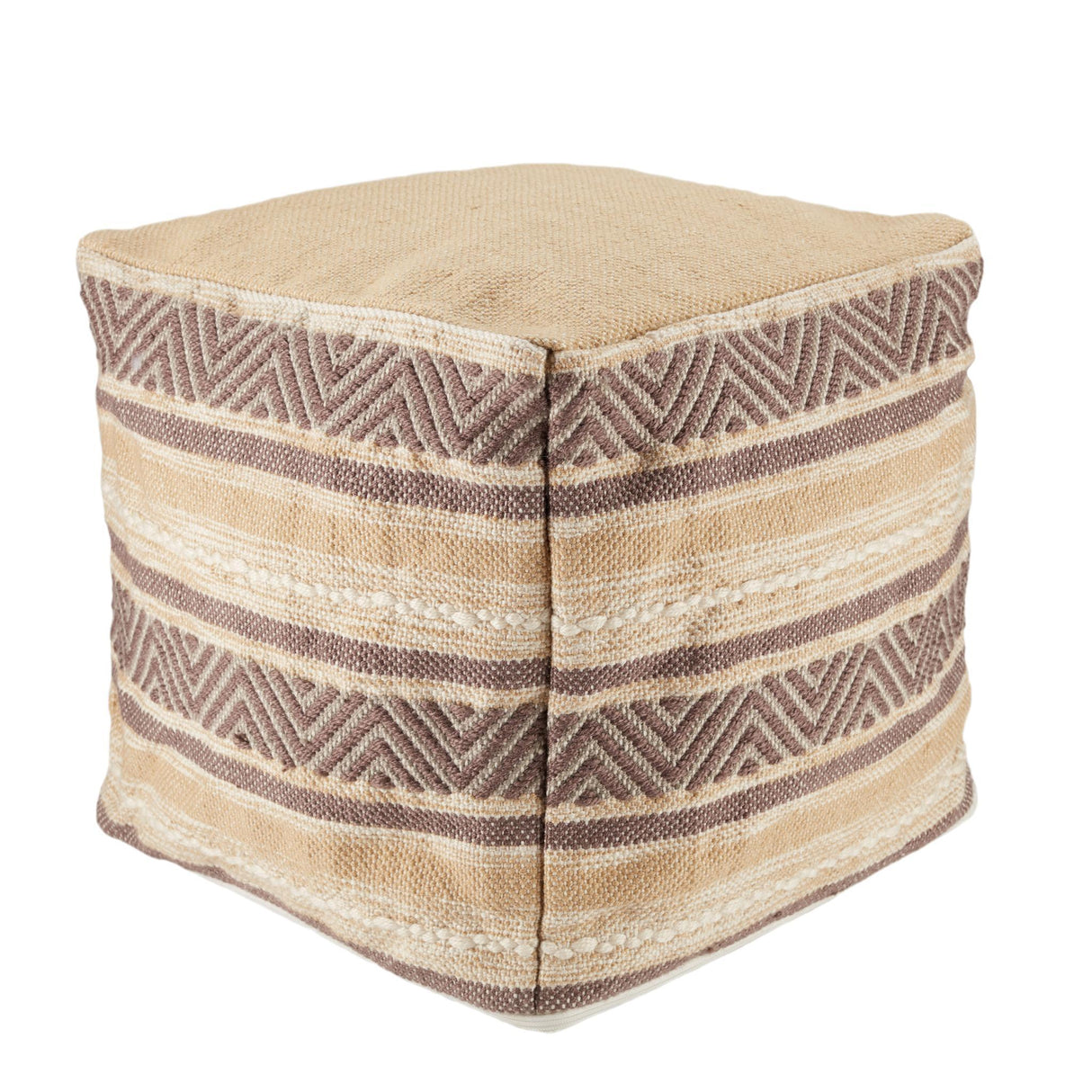 Jaipur Living Vilano Carcaba Stripes Beige / Gray 16" x 16" x 16" Accent Furniture