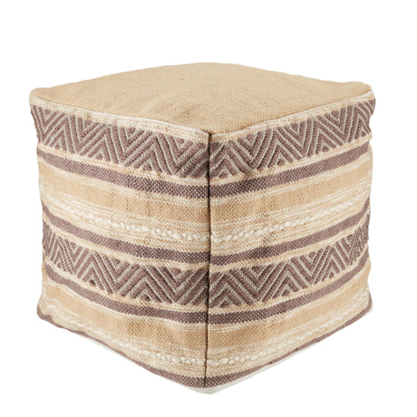 Jaipur Living Vilano Carcaba Stripes Beige / Gray 16" x 16" x 16" Accent Furniture