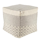 Jaipur Living Seaton Indoor/ Outdoor Geometric Slate/ Cream Cube Pouf