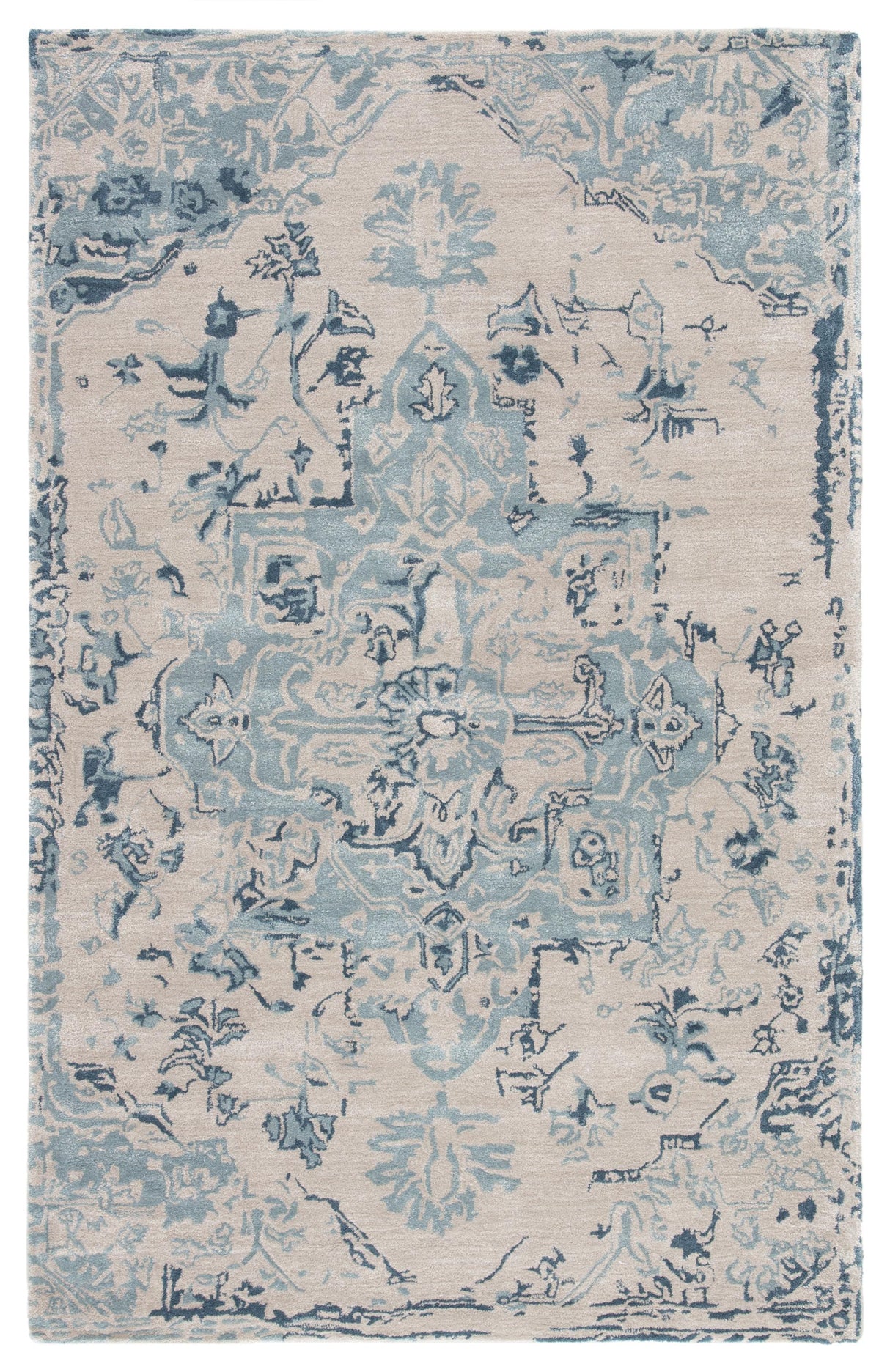 Jaipur Living Sasha Handmade Medallion Beige/ Dark Blue Area Rug (10'X14')
