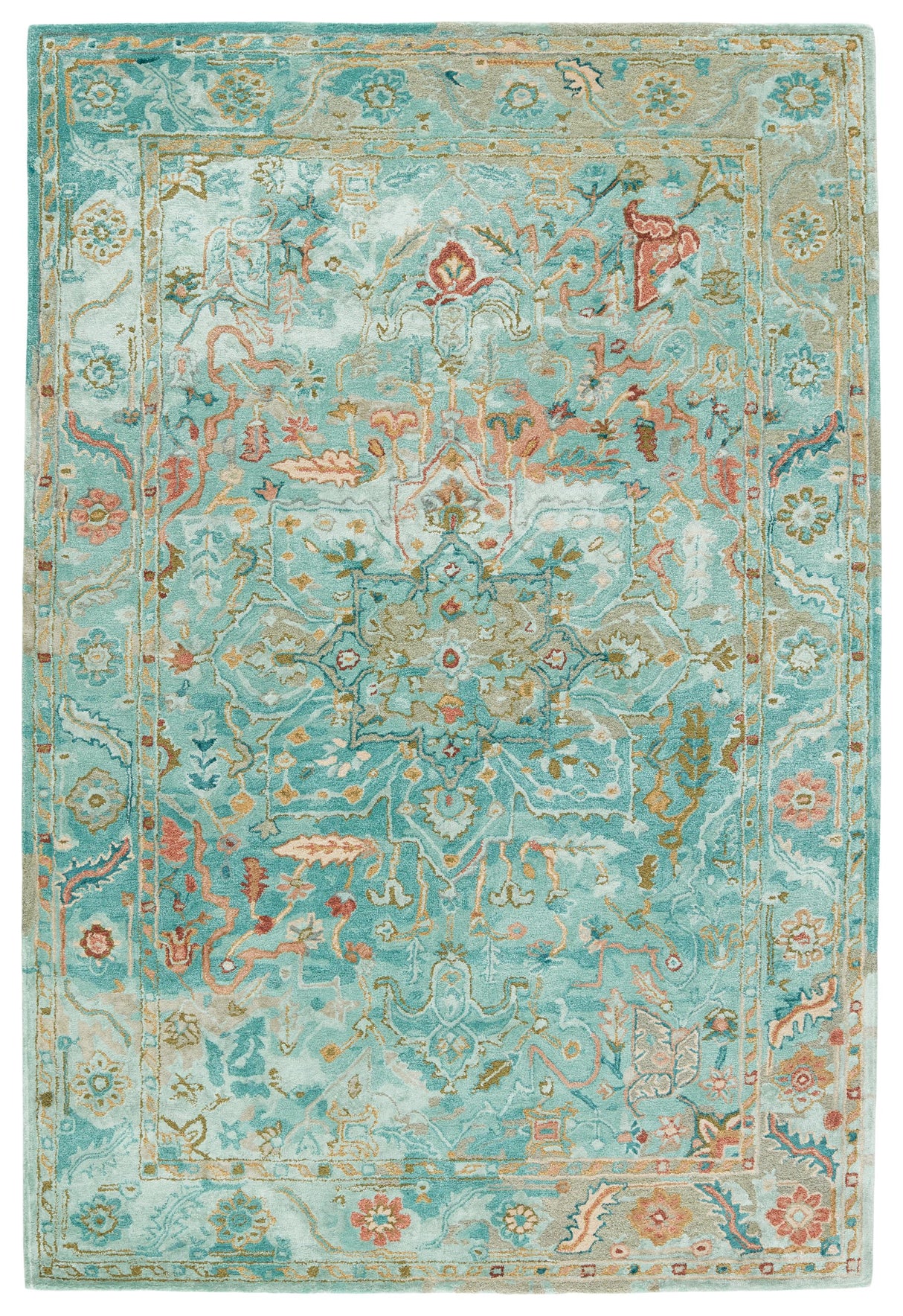 Jaipur Living Cristobol Handmade Medallion Turquoise/ Pink Area Rug (8'X10')
