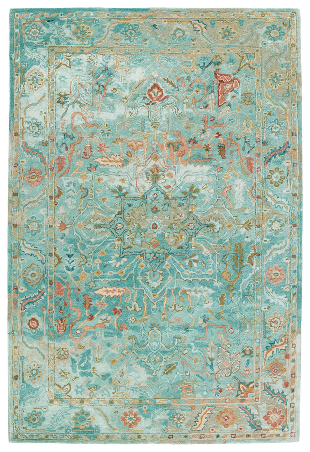 Jaipur Living Citrine Cristobol Medallion Turquoise / Pink 5' x 8' Rug