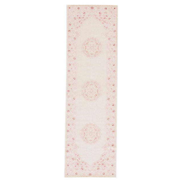 Jaipur Living Fables Malo Medallion Pink / White 2'6" x 8' Rug