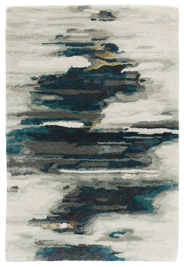 Jaipur Living Genesis Ryenn Abstract Teal / Gray 2' x 3' Rug