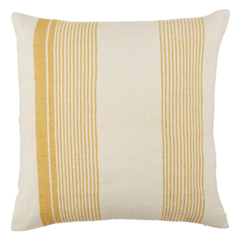 Jaipur Living Parque Indoor/ Outdoor Striped Gold/ Ivory Pillow Cover (20" Square)