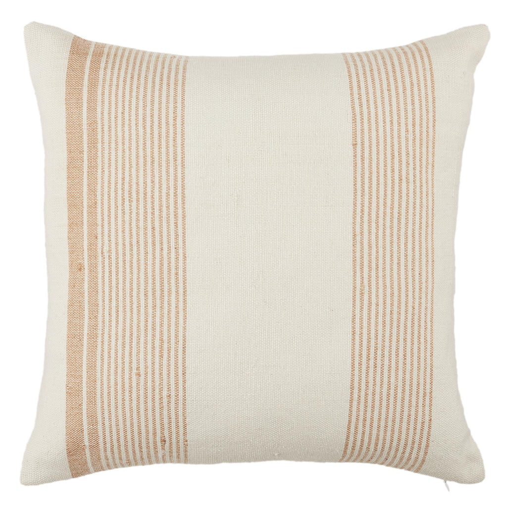 Jaipur Living Parque Indoor/ Outdoor Striped Tan/ Ivory Pillow Cover (20" Square)