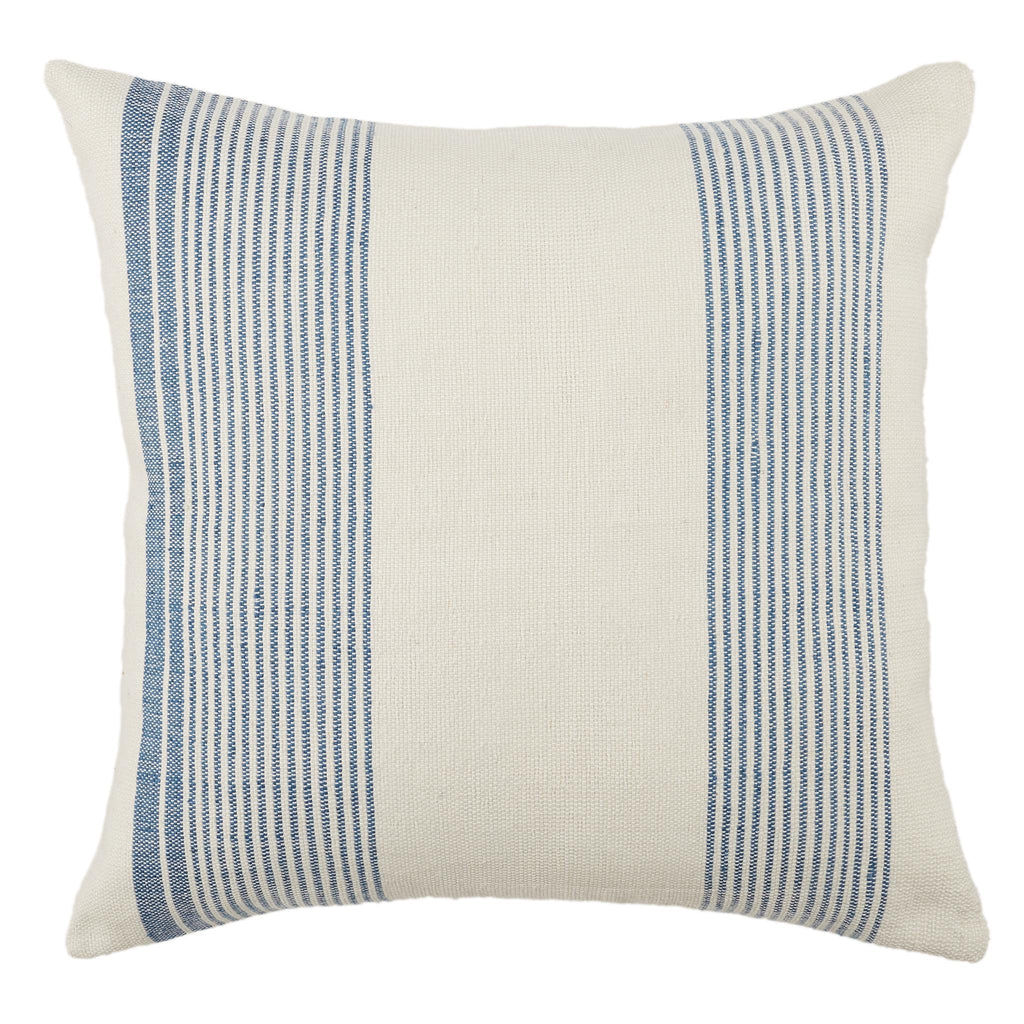 Jaipur Living Parque Indoor/ Outdoor Striped Blue/ Ivory Pillow Cover (20" Square)