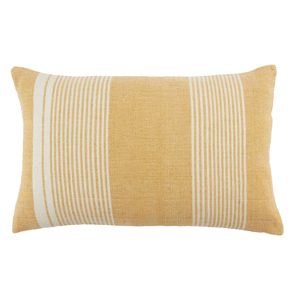Jaipur Living Carinda Indoor/ Outdoor Striped Gold/ Ivory Pillow Cover (13"X21" Lumbar)