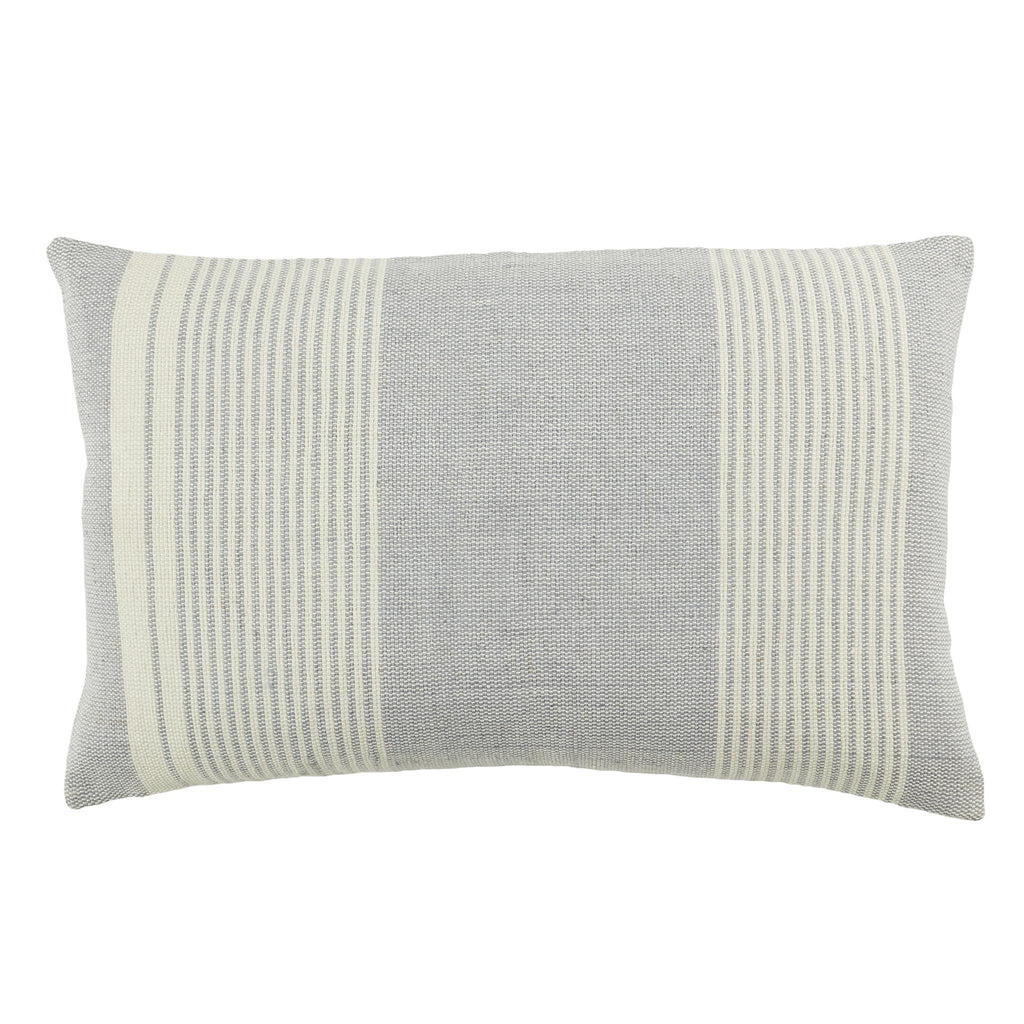 Jaipur Living Carinda Indoor/ Outdoor Striped Gray/ Ivory Pillow Cover (13"X21" Lumbar)