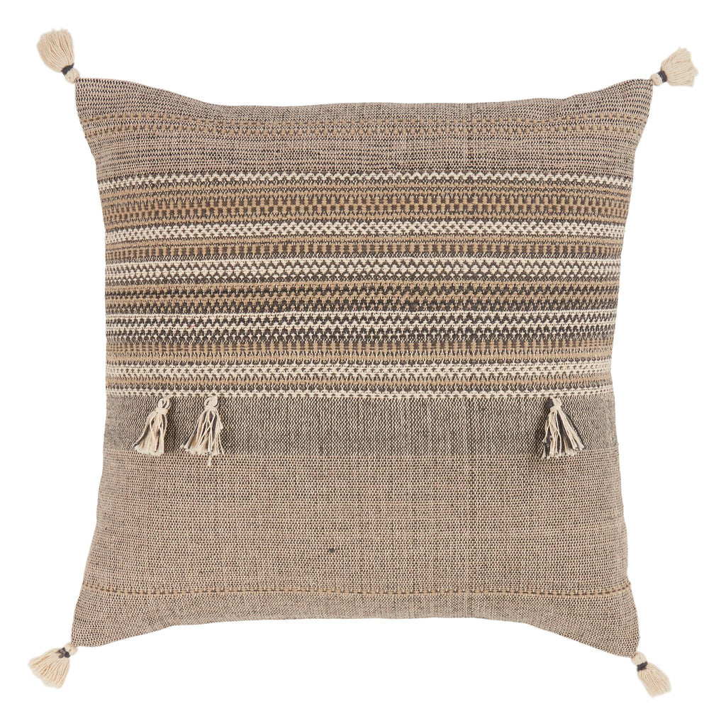 Jaipur Living Amulet Cainen Stripes Brown / Cream 20" x 20" Pillow