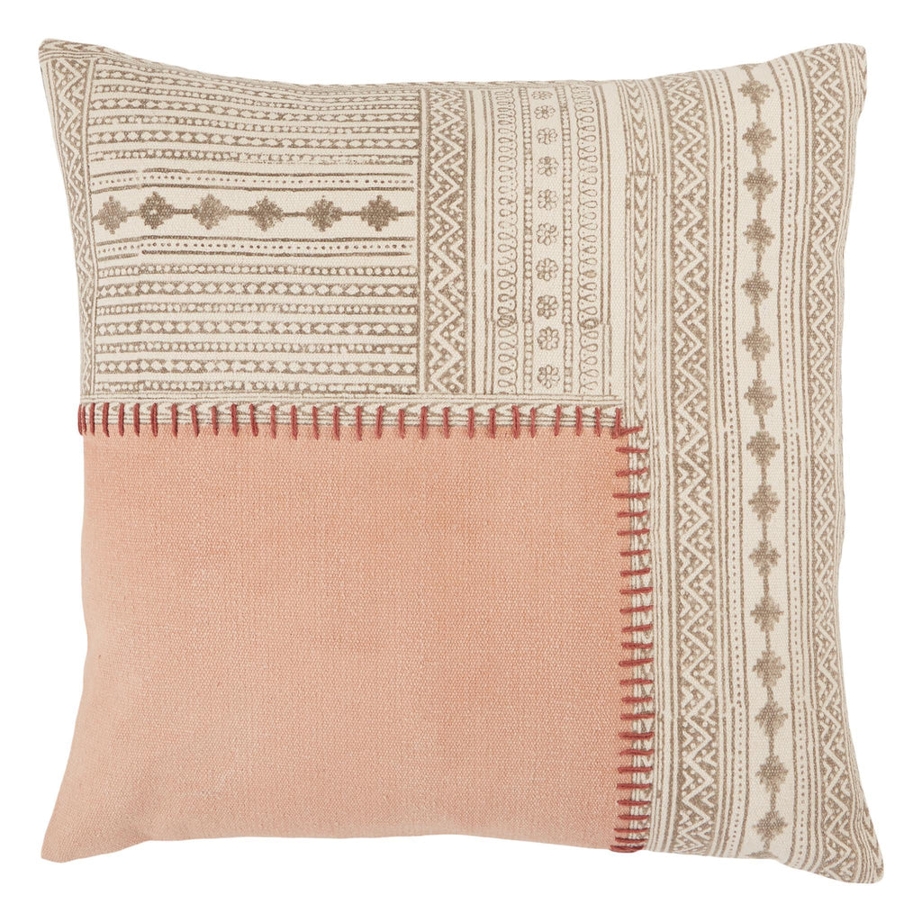 Jaipur Living Amulet Ayami Tribal Light Pink / Cream 20" x 20" Pillow