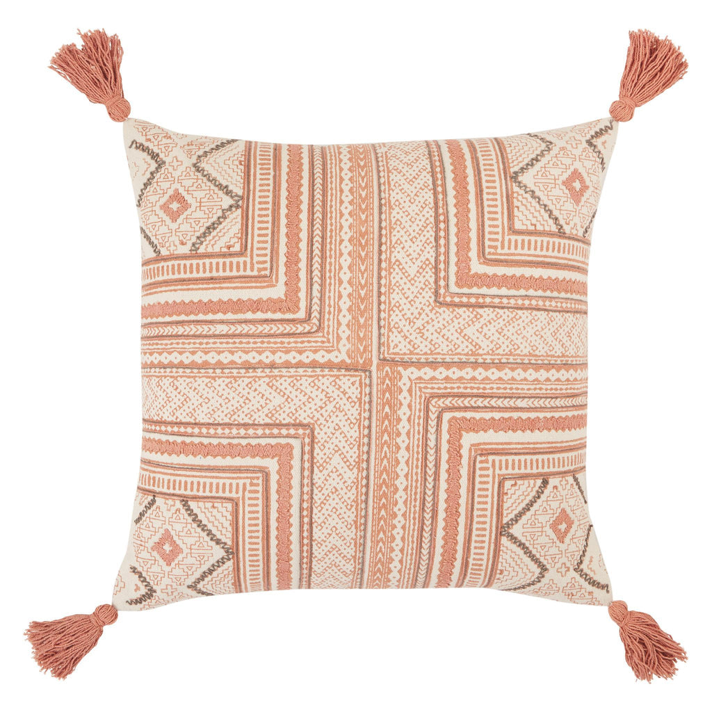 Jaipur Living Amulet Saskia Tribal Pink / Cream 20" x 20" Pillow