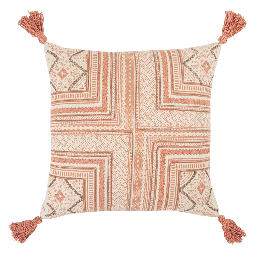 Vibe By Jaipur Living Saskia Tribal Pink/ Cream Pillow Cover (20" Square)