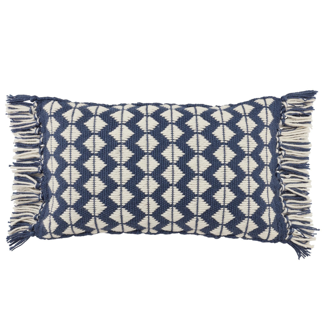 Jaipur Living Chesa Perdita Geometric Dark Blue / Ivory 13" x 21" Pillow