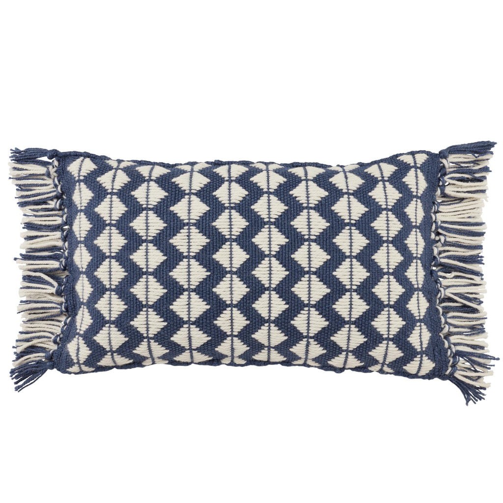 Jaipur Living Perdita Indoor/ Outdoor Geometric Dark Blue/ Ivory Pillow Cover (13"X21" Lumbar)