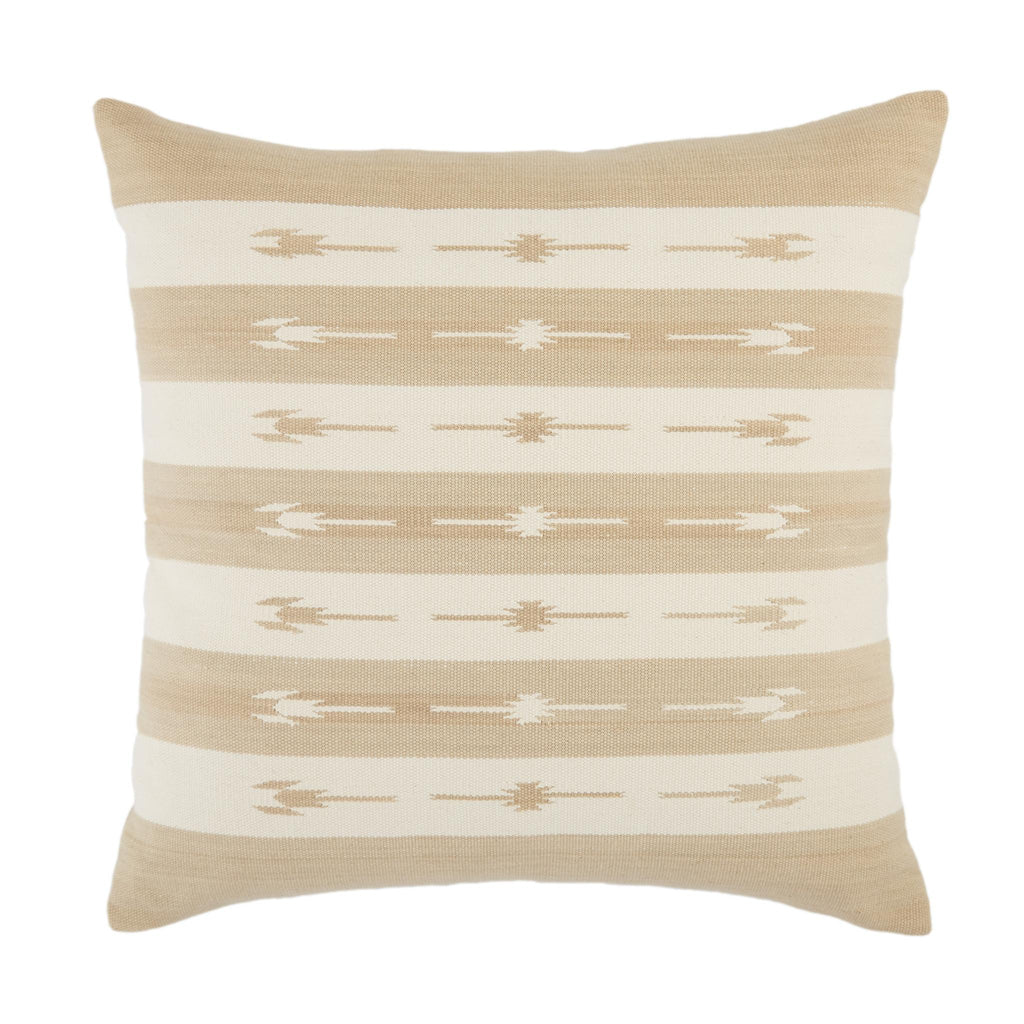 Jaipur Living Vanda Striped Taupe/ Cream Pillow Cover (22" Square)