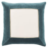 Jaipur Living Hendrix Bordered Teal/ Cream Pillow Cover (22" Square)