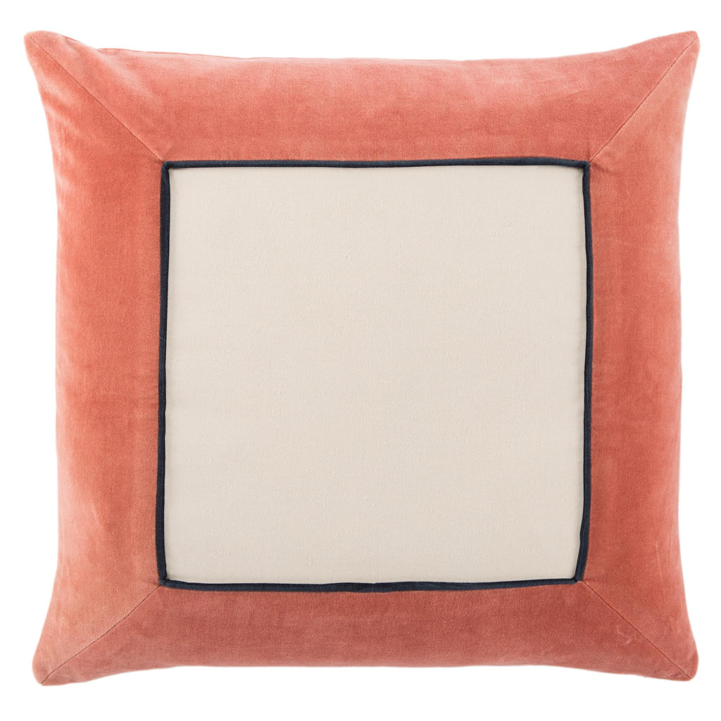 Jaipur Living Hendrix Bordered Coral/ Cream Pillow Cover (22" Square)