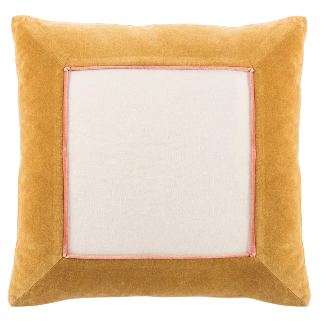 Jaipur Living Hendrix Bordered Gold/ Cream Pillow Cover (22" Square)