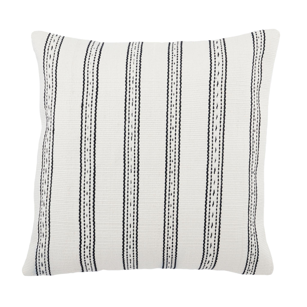 Jaipur Living Colter Indoor/ Outdoor Striped Ivory/ Black Pillow Cover (20" Square)