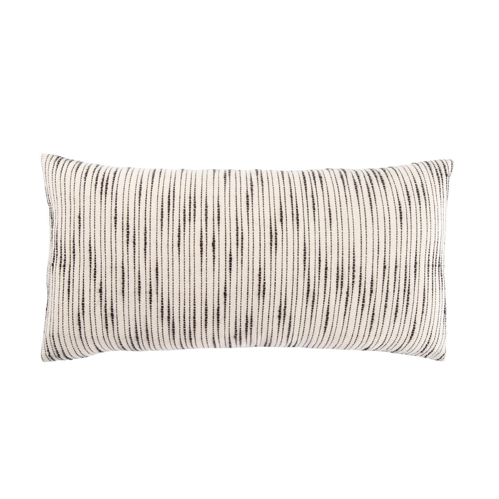 Jaipur Living Linnean Striped White/ Gray Pillow Cover (12"X24" Lumbar)
