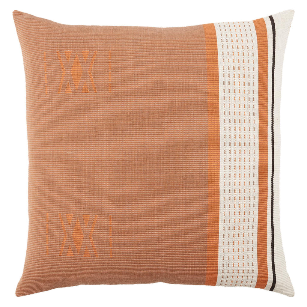 Jaipur Living Navida Parvati Tribal Warm Taupe / Terracotta 22" x 22" Pillow