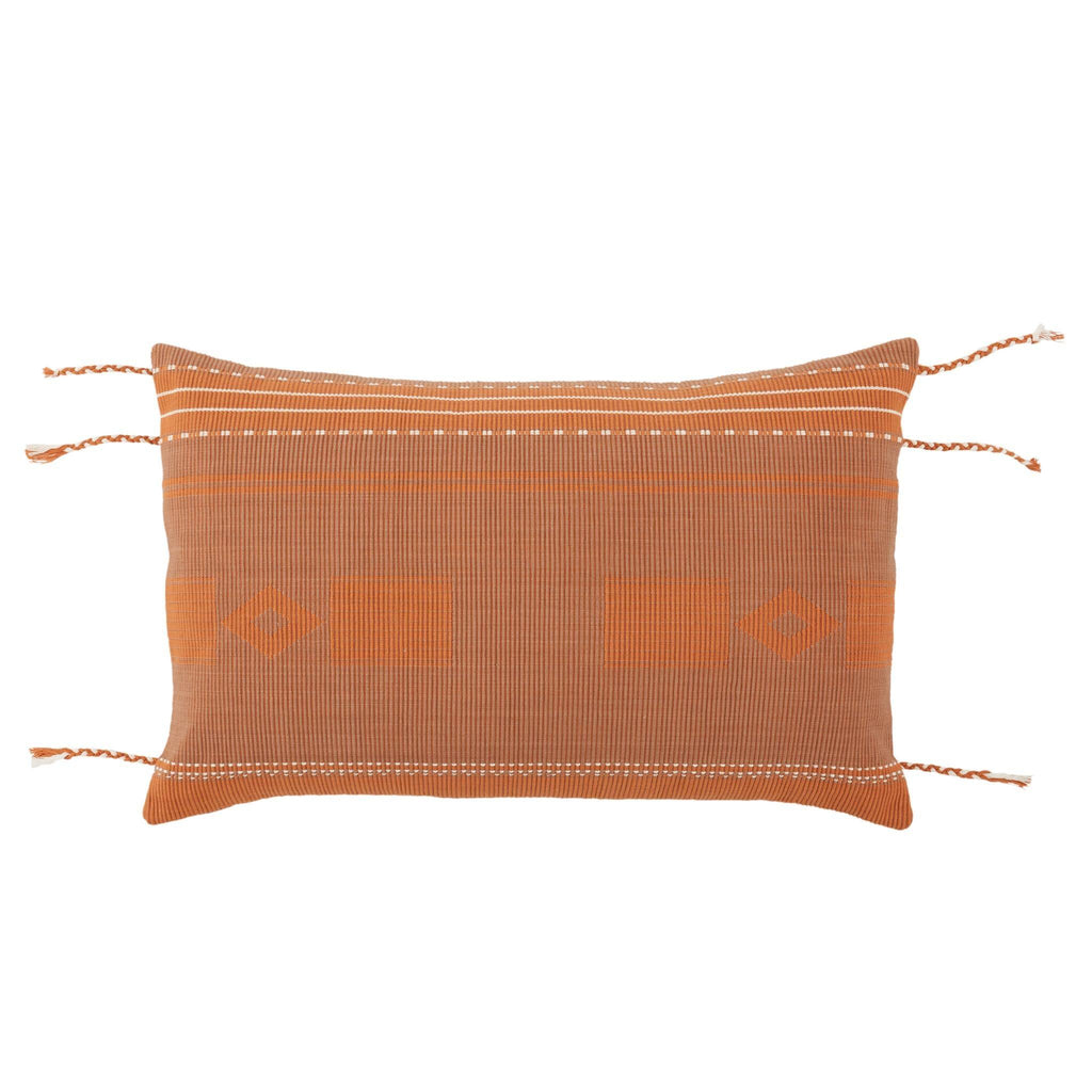 Jaipur Living Navida Bhodi Tribal Warm Taupe / Terracotta 13" x 21" Pillow
