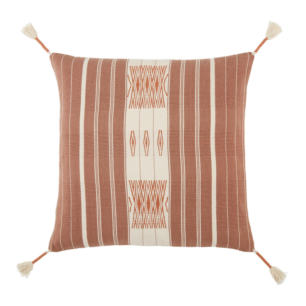 Jaipur Living Lipila Hand-Loomed Tribal Mauve/ Cream Pillow Cover (18" Square)