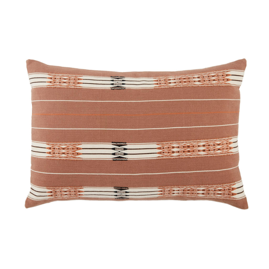 Jaipur Living Phek Hand-Loomed Tribal Mauve/ Cream Pillow Cover (16"X24" Lumbar)