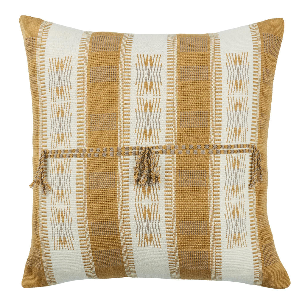 Jaipur Living Nagaland Pillow Adin Tribal Gold / Cream 18" x 18" Pillow