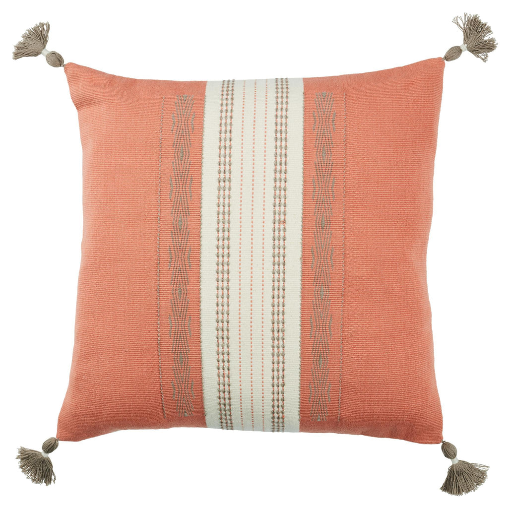 Jaipur Living Nagaland Pillow Maikham Tribal Coral / Cream 18" x 18" Pillow