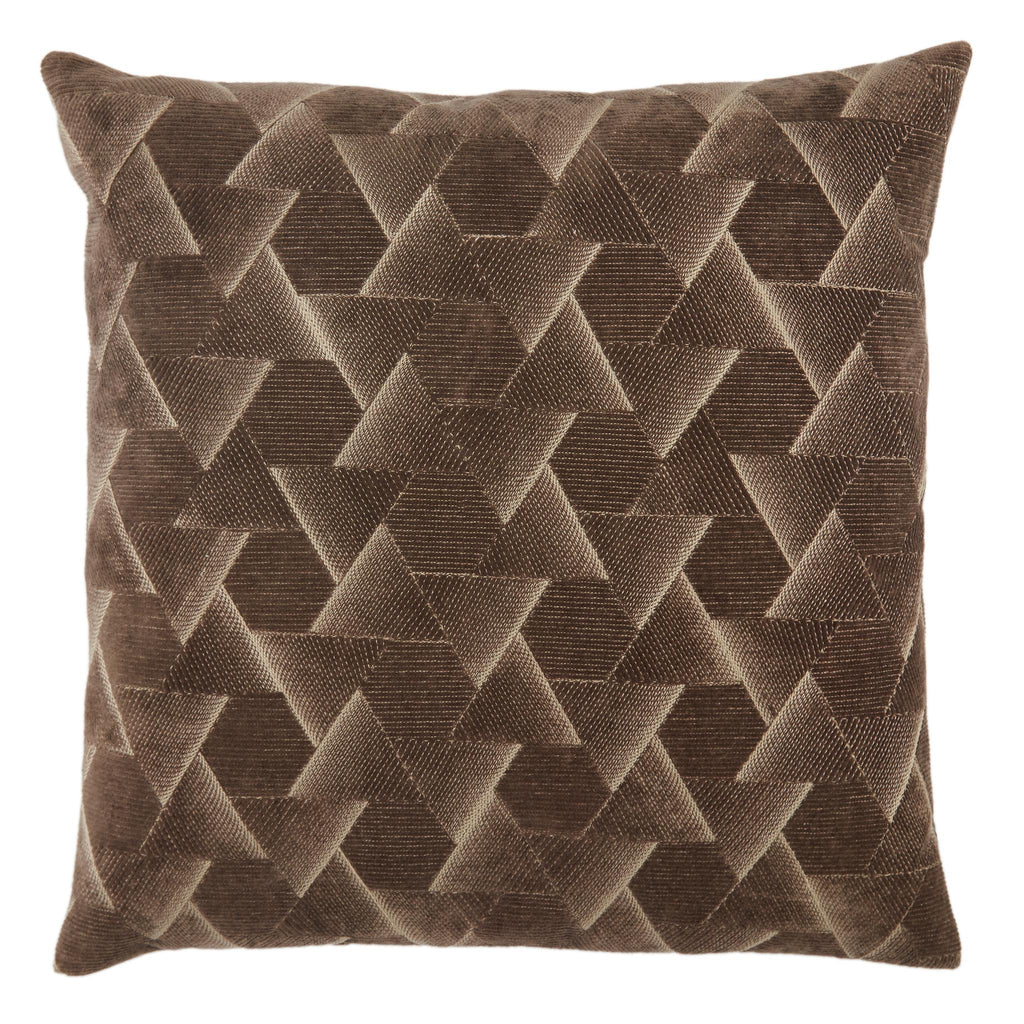 Jaipur Living Jacques Geometric Dark Taupe/ Silver Pillow Cover (22" Square)