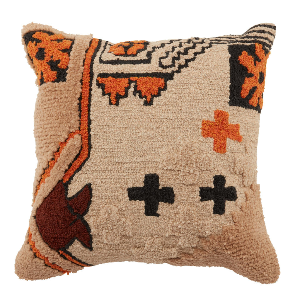 Jaipur Living Nazka Kika Tribal Beige / Orange 22" x 22" Pillow