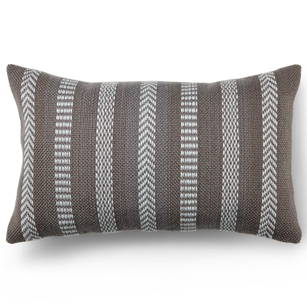 Vibe By Jaipur Living Papyrus Indoor/ Outdoor Striped Gray/ Ivory Poly Fill Pillow (13"X21" Lumbar)